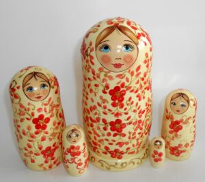 Alyonka red flowers Babushka Matryoshka nesting Doll Babooshki Babushkas