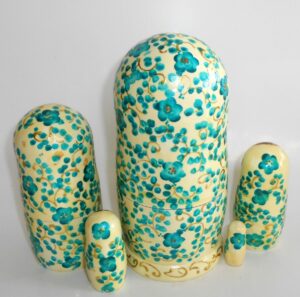 Alyonka turquoise flowers nesting Doll Babooshki s