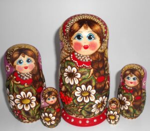 Tamara purple scarf 3D rowan berries II Babushka Matryoshka nesting Doll Babooshki Babushkas