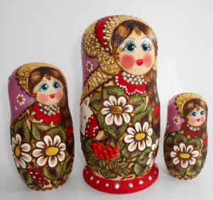 Tamara purple scarf 3D rowan berries II nesting Doll Babooshki s