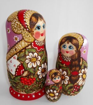Tamara purple scarf 3D rowan berries II nesting Doll Babooshki s