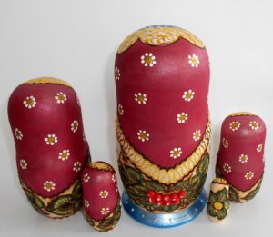 Tamara old-rose scarf 3D rowan berries nesting Doll Babooshki s