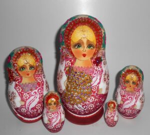 Bride in pink outfit II Babushka  Matryoshka nesting Doll Babooshki Babushkas