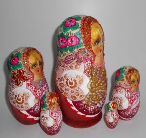 Bride in pink outfit II nesting Doll Babooshki s