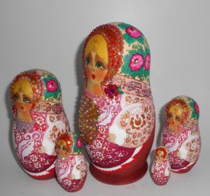 Bride in pink outfit II nesting Doll Babooshki s