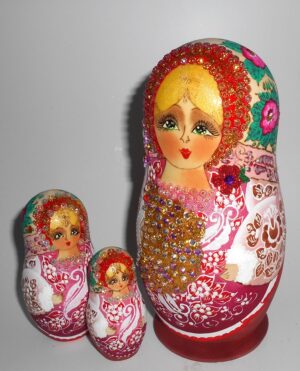 Bride in pink outfit II nesting Doll Babooshki s