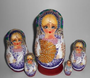 Bride in purple outfit Babushka Matryoshka nesting Doll Babooshki Babushkas