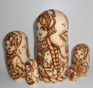 Village girls with toys nesting Doll Babooshki s
