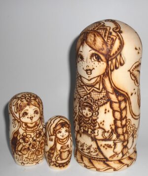 Village girls with toys nesting Doll Babooshki s