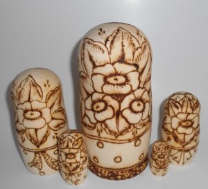 Village girls with Easter pies and eggs III nesting Doll Babooshki s