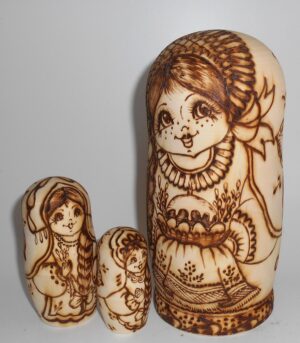Village girls with Easter pies and eggs III nesting Doll Babooshki s