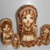 Village girls with Easter pies and eggs II Babushka Matryoshka nesting Doll Babooshki Babushkas