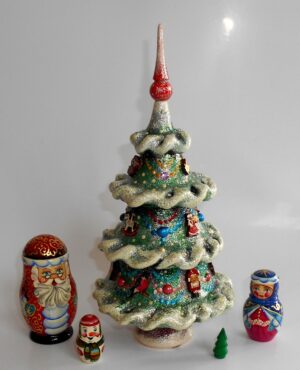 Xmas Tree with 3D toys snow XLarge 5-set Babushka   Babushka Matryoshka nesting Doll  Babooshki Babushkas