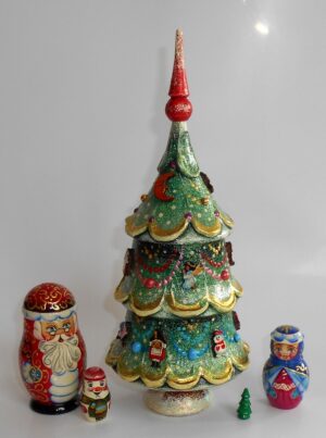 Xmas Tree with 3D toys XLarge 5-set Babushka   Babushka Matryoshka nesting Doll  Babooshki Babushkas