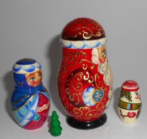 Xmas Tree with 3D toys XLarge 5-set nesting Doll Babooshki s