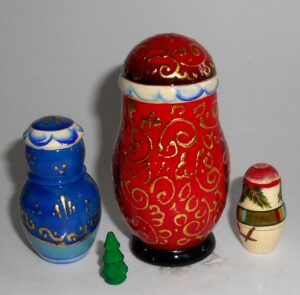 Xmas Tree with 3D toys XLarge 5-set nesting Doll Babooshki s