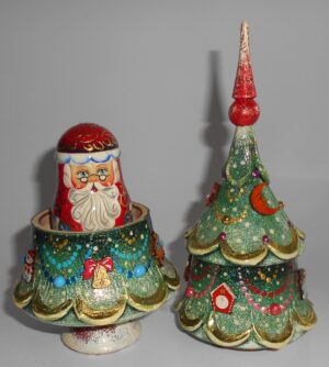 Xmas Tree with 3D toys XLarge 5-set nesting Doll Babooshki s