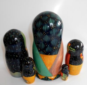 Nativity large multifigured on black nesting Doll Babooshki s