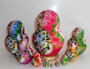 Kira pink scarf with 3D ladybugs 10-set nesting Doll Babooshki s