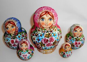 Kira pink scarf with 3D ladybugs 10-set nesting Doll Babooshki s