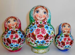 Kira aqua scarf with 3D ladybugs 10-set nesting Doll Babooshki s