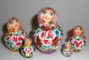 Kira aqua scarf with 3D ladybugs 10-set nesting Doll Babooshki s