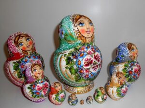 Kira aqua scarf 10-set nesting Doll Babooshki s
