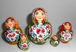 Kira purple scarf with 3D ladybugs 10-set nesting Doll Babooshki s