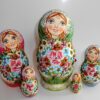 Kira green scarf red back flowers Babushka Matryoshka nesting Doll Babooshki Babushkas