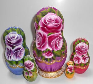 Kira purple scarf purple back flowers nesting Doll Babooshki s