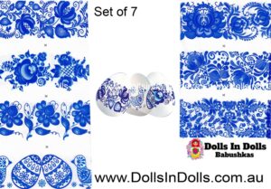 7 set Folk Art Gzhel Lace  , Easter Egg Shrinking Wraps