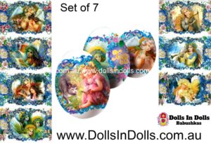 7 set Spring Angels with gold  , Easter Egg Shrinking Wraps