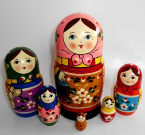Village pink/red dress XLarge 6-set Babushka Babushka Matryoshka nesting Doll Babooshki Babushkas Classic Village Traditional