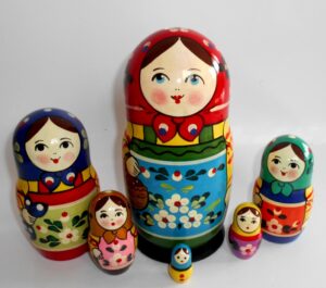 Village red/green dress XLarge 6-set Babushka Babushka Matryoshka nesting Doll Babooshki Babushkas Classic Village Traditional