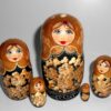Kira in golden scarf with wild flowers small Babushka Matryoshka nesting Doll Babooshki Babushkas