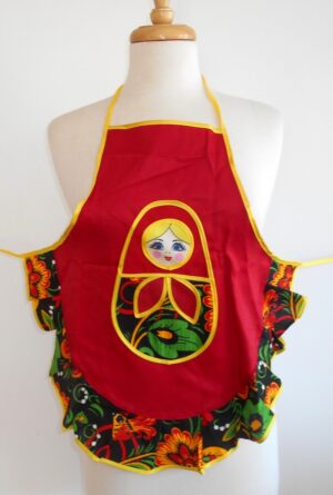 Kids Apron red and red Babushka   Babushka Matryoshka nesting Doll  Babooshki Babushkas
