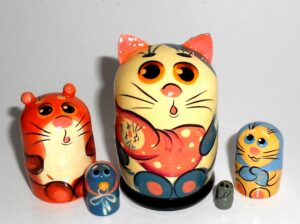 MINI Cat with baby kitten mini 5-set Babushka  TINY