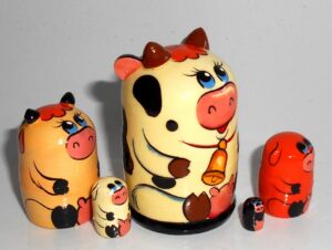 MINI Cow with bell mini 5-set TINY