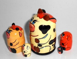 MINI Cow with bell mini 5-set TINY