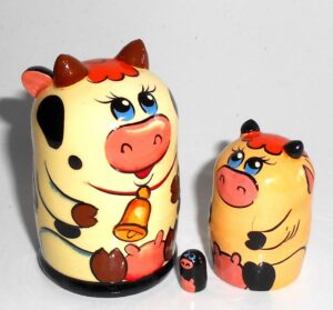 MINI Cow with bell mini 5-set TINY