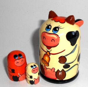 MINI Cow with bell mini 5-set TINY