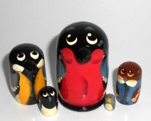MINI Penguin hot pink tummy mini 5-set Babushka  TINY