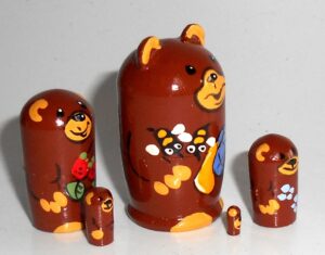 MINI Brown Bear with honey bees mini 5-set TINY