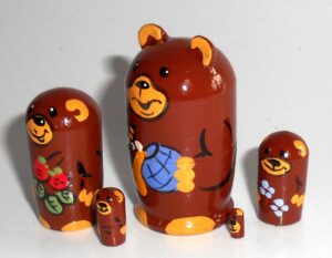 MINI Brown Bear with honey bees mini 5-set TINY
