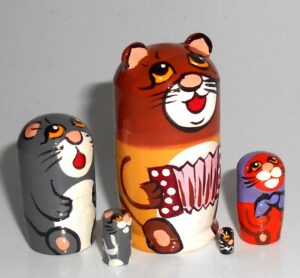 MINI Brown Cat with accordion mini 5-set TINY