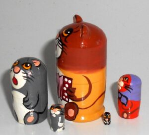 MINI Brown Cat with accordion mini 5-set TINY