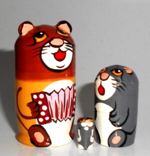 MINI Brown Cat with accordion mini 5-set TINY