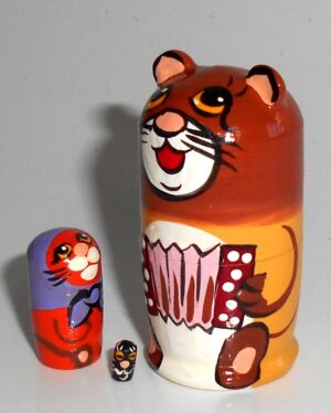 MINI Brown Cat with accordion mini 5-set TINY