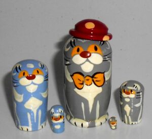 MINI Grey Cat  hat mini 5-set Babushka  TINY