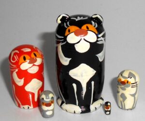 MINI Black Cat family mini 5-set Babushka  TINY